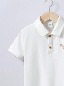 SHEIN Young Boy Leisure Polo Collar Short Sleeve Shirt And Shorts Set