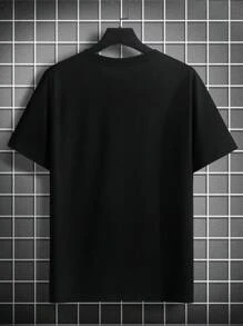 Plus Size Men's Casual Cat Letter Print Round Neck Short Sleeve T-Shirt