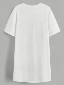 The Wizard of Oz X SHEIN 加大號字形與標語圖形垂肩t恤衫裙 - 米色 - 查看 2