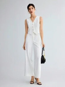 BizChic Ladies' Single-Breasted Suit Vest Set In Fall/Winter - White - View 4