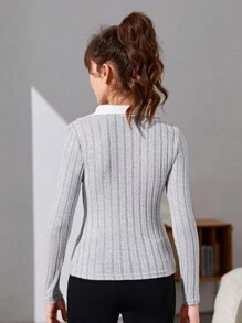 Teen Girl Urban Style Casual Striped V-Neck T-Shirt