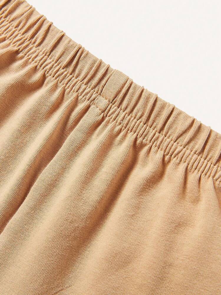 Baby Boy Alphabet Print Round Neck Short Sleeve Top, Palm Tree Pattern Shirt And Shorts, 3pcs.