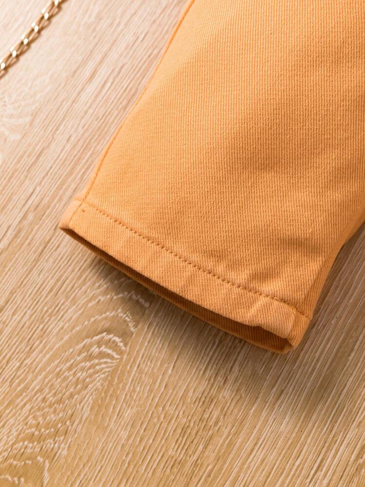 Pantalones Vaqueros De Trabajo De Pierna Recta Para Bebé Niña - Naranja - Añade 4