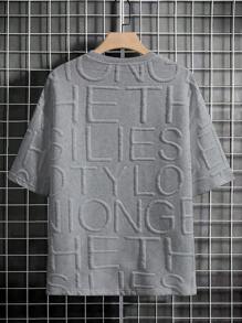 Manfinity Hypemode Loose Fit Men's Letter Patched Drop Shoulder T-Shirt - Grey - View 3