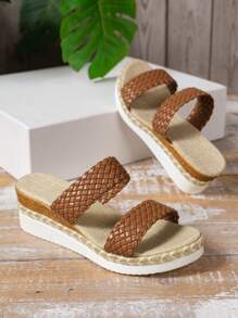 2024 Giày Sandal Nữ Đế Dày Đế Dày Mới 2024, 2 Quai - màu nâu - Xem 3