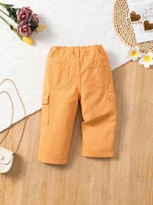 Pantalones Vaqueros De Trabajo De Pierna Recta Para Bebé Niña - Naranja - Ver 2
