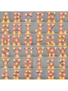 1入組粉色字母字型led燈,diy生日情人節婚禮派對裝飾燈,0-9數字暖黃色燈 - 黃色 - 查看 1