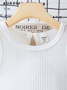 SHEIN Explorewe 少女羅紋針織短上衣與卡其褲