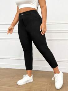 SHEIN EZwear Plus Size Stretch Tight Versatile Cropped Pants
