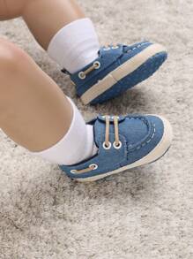 1 Paar Lässige Sportschuhe Für Babys Mit Perforationsdetail Und Vorderer Klettverschluss - Blau - Übersicht 7