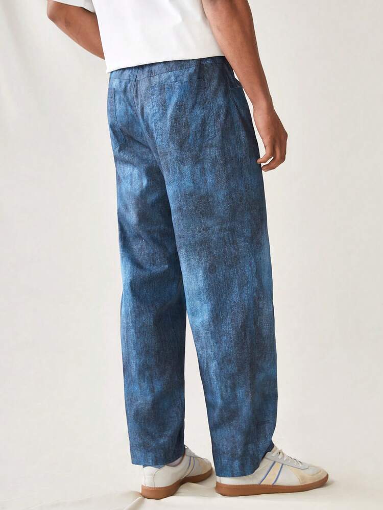 Men's Casual Weave Printed Jeans Style Long Pants