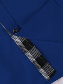 Manfinity Mode Men's Plaid Patchwork Pocket Short Sleeve Shirt - Blue - View 6