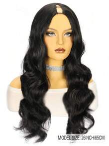 26 inch Natural Black Body Wave Wig V Part Wigs for  Upgrade U Part Wigs Half Wigs for  V Shape Glueless Wig No Leave Out Body Wave V Part Synthetic Wig