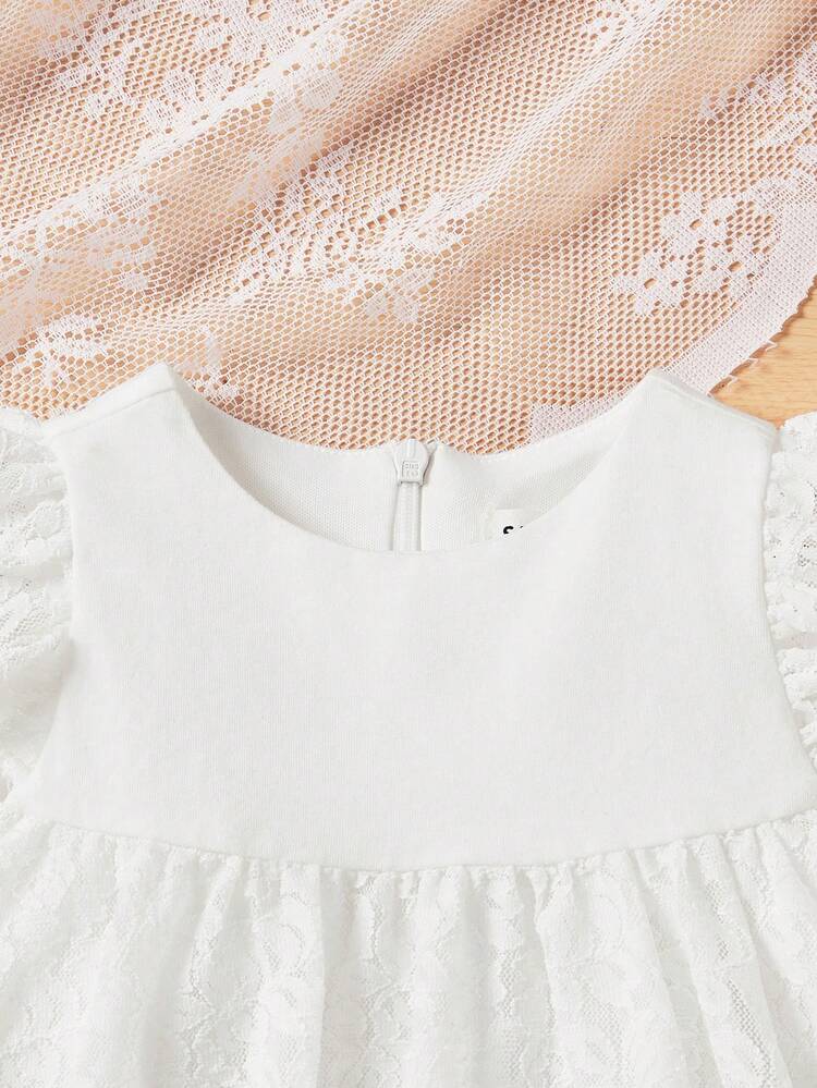 Baby Girl's Knitted Floral Lace Cap Sleeve Dress With Shorts And Hat, Perfect For Vacation