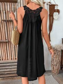 Breezaya Solid Color V-Neck Sleeveless Dress