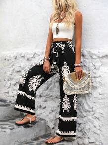 Breezaya 全印花褲子,帶口袋 - 黑與白 - 查看 4