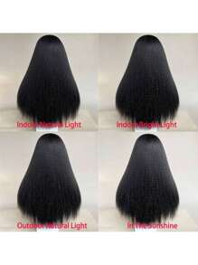 Kinky Straight U Part Wig 22 Inch U Part Yaki Straight Synthetic Hair Wig For Women Daily Use Glueless Full Machine Made Wigs - Black - View 10