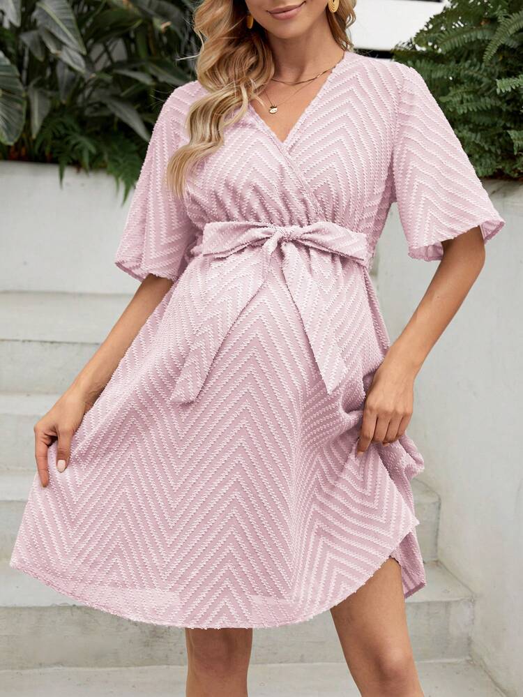 Maternity Loose Fit V-Neck Casual Dress