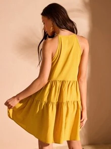 Forever 21 波西米亞風格黃色綁頸裙 - 黃色 - 查看 2