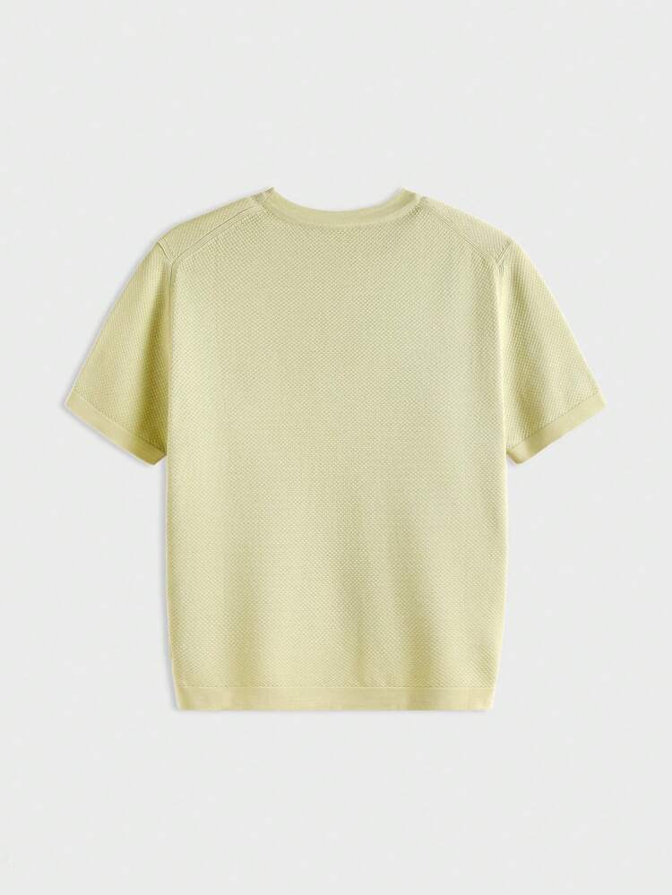 Men's Solid Color Knitted Crew Neck Short Sleeve Top