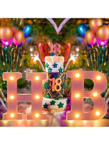 1入組粉色字母字型led燈,diy生日情人節婚禮派對裝飾燈,0-9數字暖黃色燈 - 黃色 - 查看 6