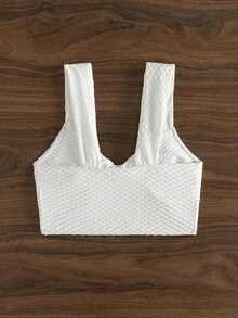 SHEIN Swim Damen Bikini Top, Einfarbig, Einfach, Gedreht Und Modisch (einzelnes Oberteil) - Weiss - Übersicht 6