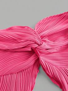 Sweetina Conjunto de 2 piezas para mujer estilo Y2K de primavera, top sin tirantes con nudo retorcido de unicolor y frente dividido, adorable conjunto de top de verano