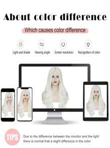 White Wigs for Women 26 Inches Long White Wig Synthetic Wig Middle Part Natural Looking White Wavy Wig for Daily Use Halloween Cosplay Wig