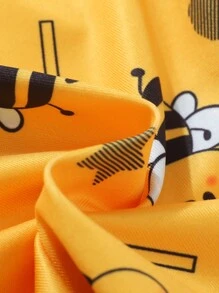 男婴舒适款黄色蜜蜂印花长袖T恤和裤子套装，适合居家穿着 - 黃色 - 查看 5