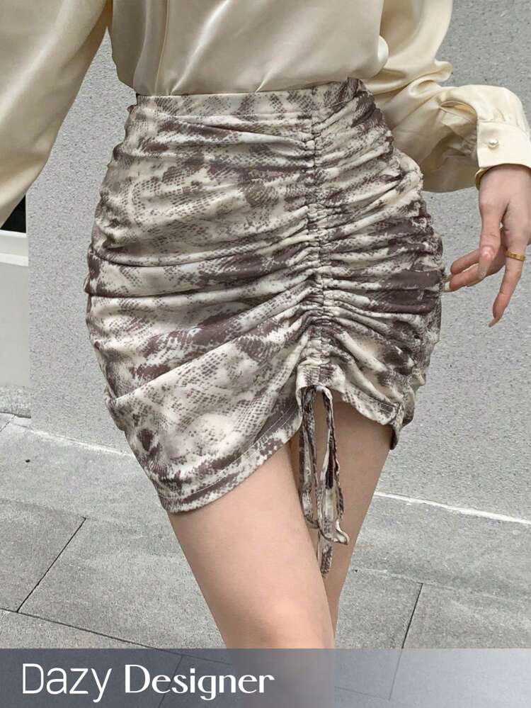 Women Pleated Design Skirt With Floral Pattern Fall Skirts Carnival