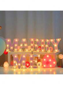 1入組粉色字母字型led燈,diy生日情人節婚禮派對裝飾燈,0-9數字暖黃色燈 - 黃色 - 查看 4