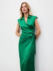 BizChic 女士 masson 綠色無袖系帶商務裙 - 綠色 - 查看 1