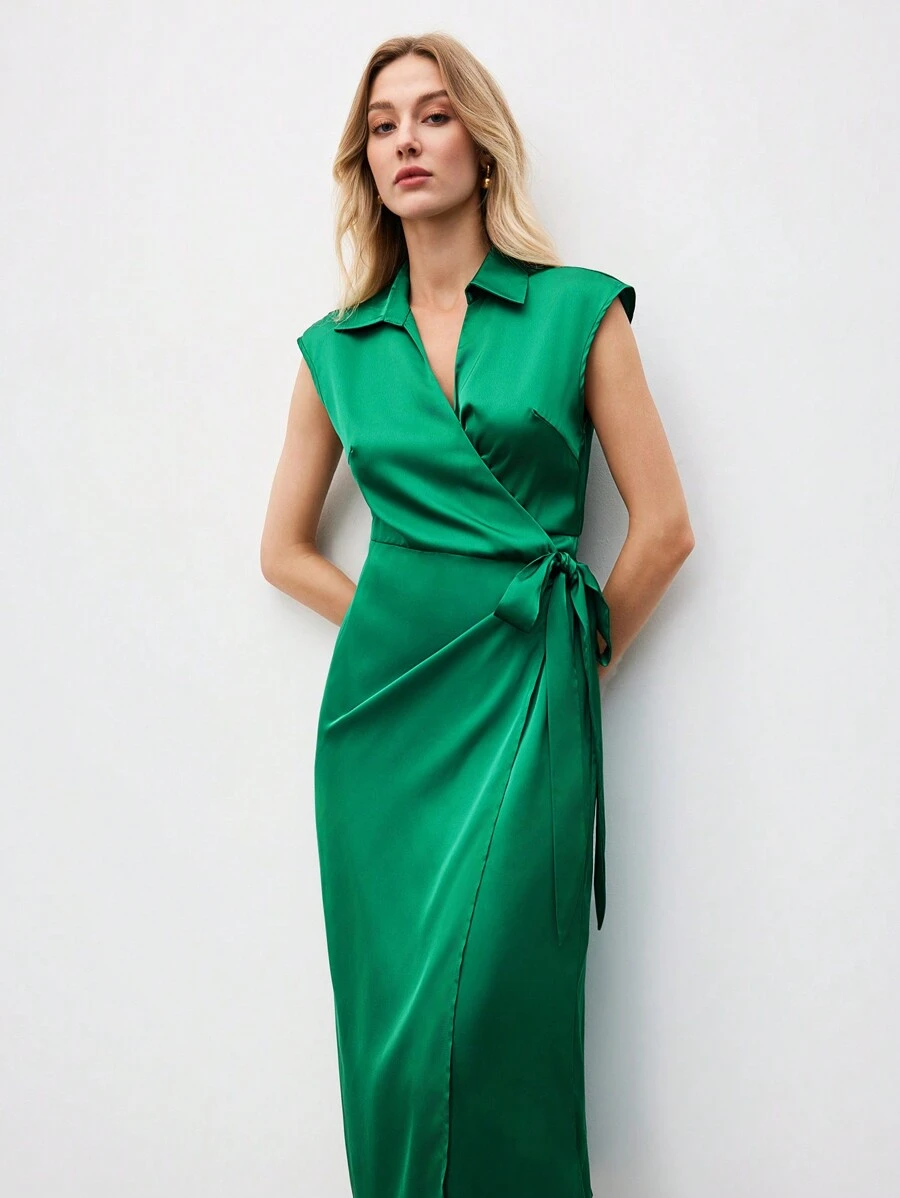 BizChic 女士 masson 綠色無袖系帶商務裙 - 綠色 - 查看 1