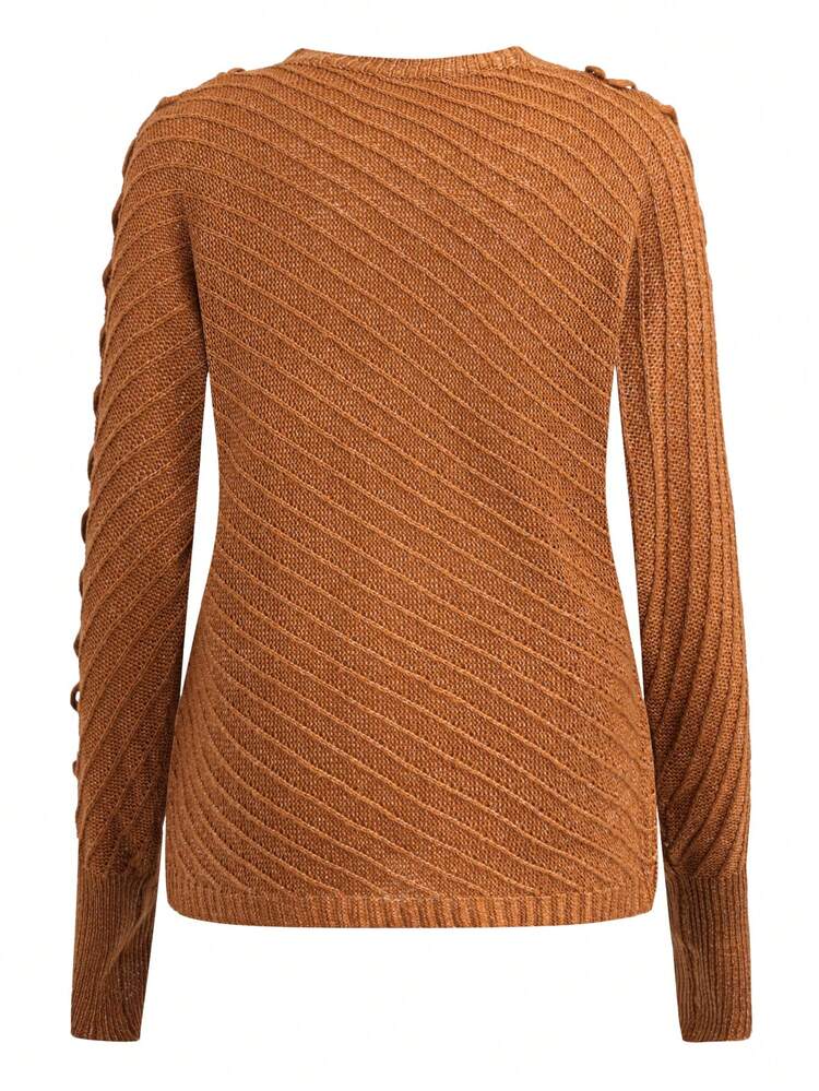 Women's Round Neck Batwing Long Sleeve Sweater, Knit Pullover Fall Winter