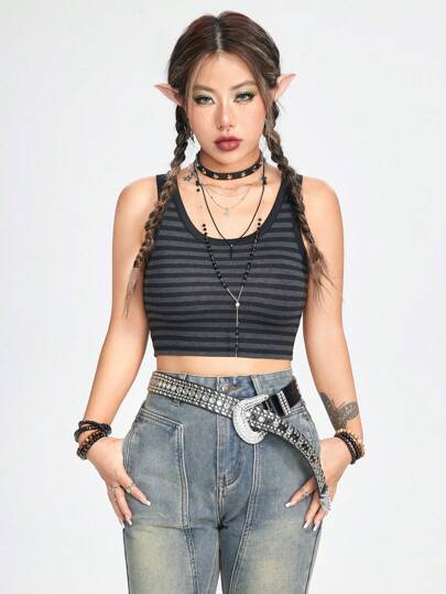 Fairycore Top tank de rayas