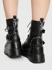 ROMWE 2pcs Gothic & Dark Skull Pendant Shoe Decoration - Black - View 4