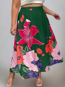 EMERY ROSE 大尺碼花卉印花褶裥寬鬆裙 - 彩色 - 查看 3