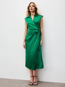 BizChic 女士 masson 綠色無袖系帶商務裙 - 綠色 - 查看 6