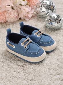 1 Paar Lässige Sportschuhe Für Babys Mit Perforationsdetail Und Vorderer Klettverschluss - Blau - Übersicht 3