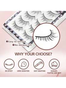 5 Pairs Lash Clusters Natural Look DIY Lash Extension Lashes That Look Like Extensions Wispy Lashes Fluffy Eyelash Clusters Thin Band Soft Cluster Lashes - Natural Lashes - View 2