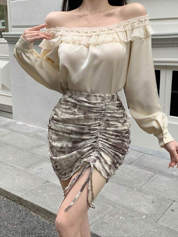 Women Pleated Design Skirt With Floral Pattern Fall Skirts Carnival