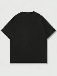 Manfinity Homme Black Knitted Men's Round Neck Short Sleeve T-Shirt