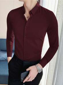 Manfinity Homme Men Solid Button Up Shirt