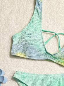 SHEIN Swim Summer Women's Tie-Dye Bikini Set - Multicolor - View 6