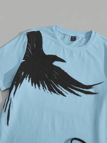 Manfinity VCAY Men's Knitted Bird Printed Short Sleeve Top And Pants Set - Blue - View 5