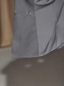 HEAVINZ LANE Designer Business Casual Chiffon Cowl Back And Stereo Flower Blazer, For Holiday, Going Out, Festival, Office - Grey - View 8
