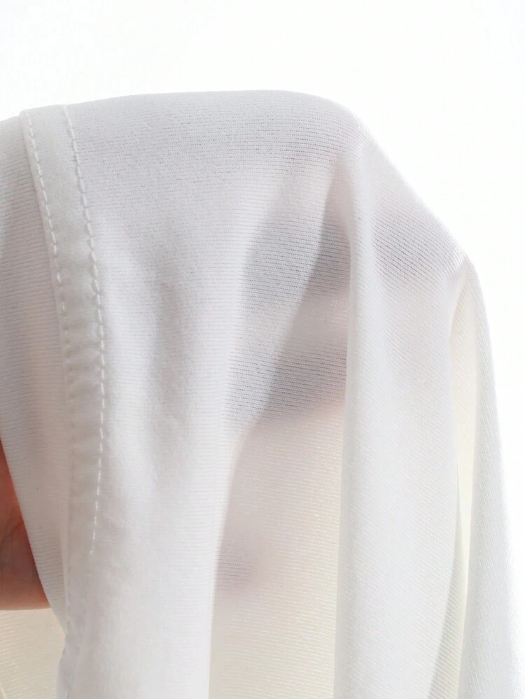 Women's Solid Color Batwing Sleeve T-Shirt With Asymmetrical Hemline