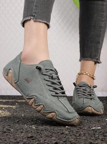 Fall/Winter Women's Casual Sneakers With Handmade Octopus Design, Suitable For Fitness Cross Fit Training, Fashion Moto Style, Rubber Anti-Slip Sole, Slip-On Loafers - Green - View 4