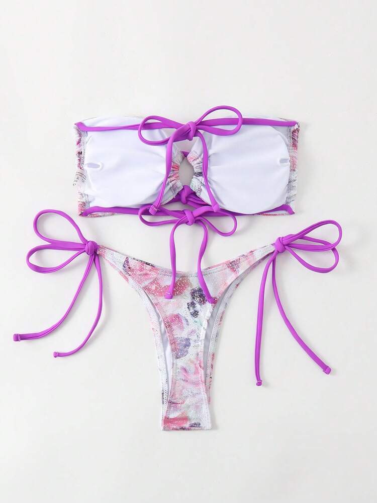 Summer Women's Tie Dye Strapless Bikini Set