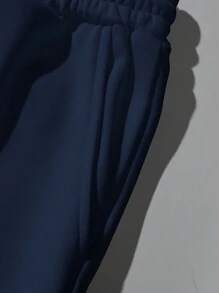 RueChic Men's Drawstring Patch Waistband Cargo Pants - Navy Blue - View 7